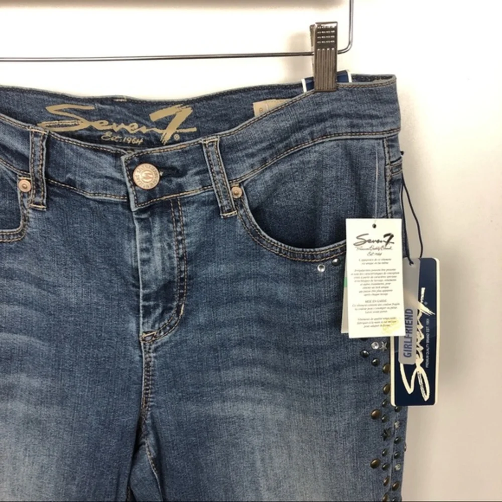 Seven7 Girlfriend Studded Rhinestone Stars Jeans Women's SZ 8 NEW High Rise